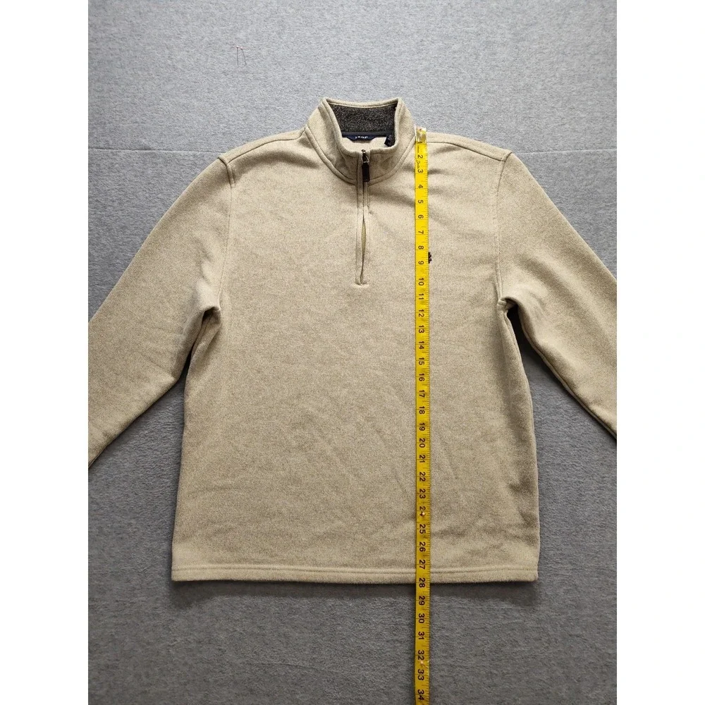 IZOD Men‎ Sweater L Tan Heather Therma Soft Fleece 1/4 Zip High Neck Pullover